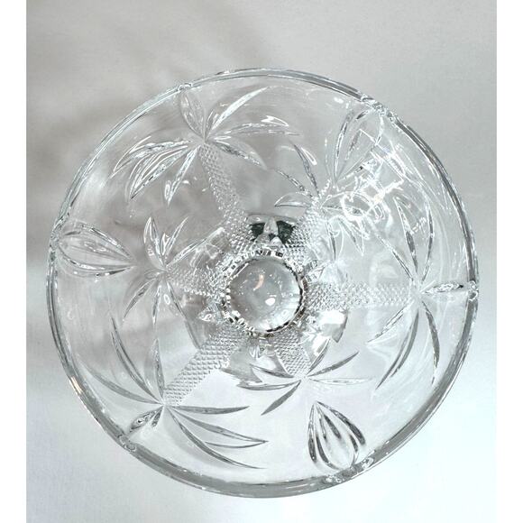 Shannon 24% Lead Crystal South Beach Sherbert Footed Dish Etched Palm Trees - Picture 5 of 7